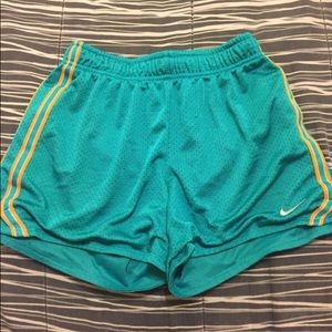 Aqua and Orange Nike Girls Shorts